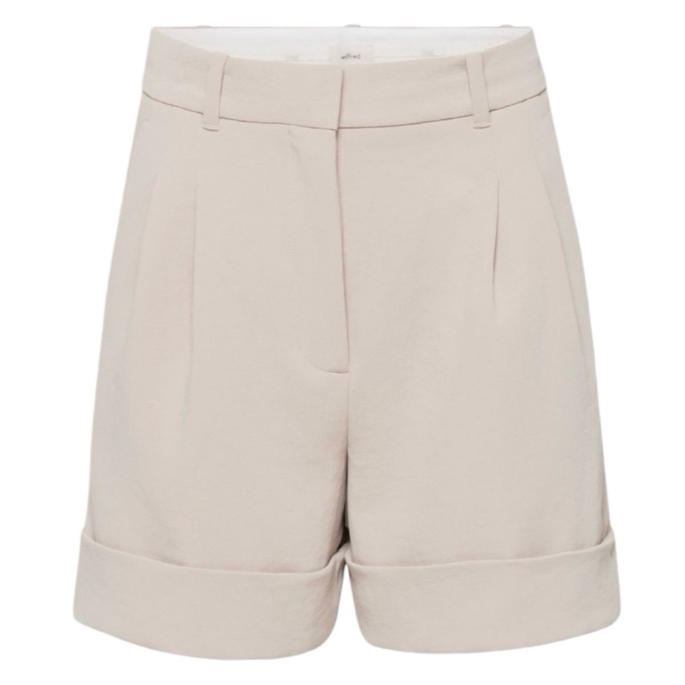 Aritzia Wilfred Labyrinth Short Cream Crepette Cuffed Pleated Shorts Sz 00 NWT
